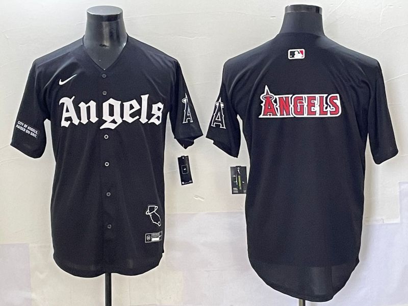 Men 2025 Los Angeles Angels Blank Black Five generations Joint Name Nike MLB Jersey style 10
